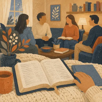 Cozy Bible Study Group in Living Room