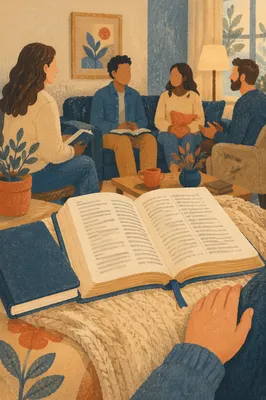 Cozy Bible Study Gathering in Living Room