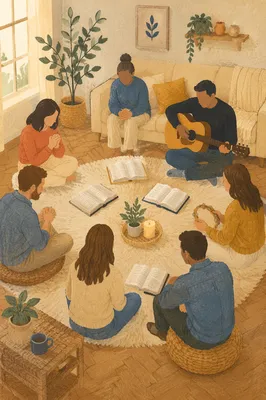 Cozy Bible Study Group in Living Room