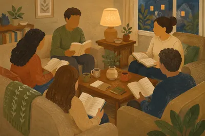 Cozy Bible Study Group in Living Room
