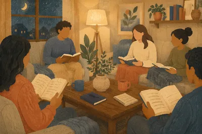 Cozy Bible Study Group in Living Room