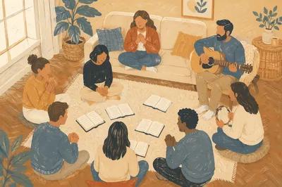 Cozy Bible Study Group in Living Room