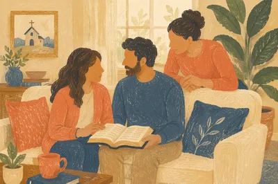 Cozy Bible Study Fellowship in Living Room