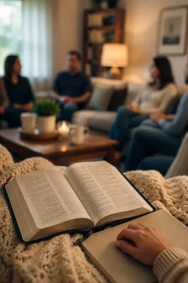 Cozy Bible Study Group in Living Room