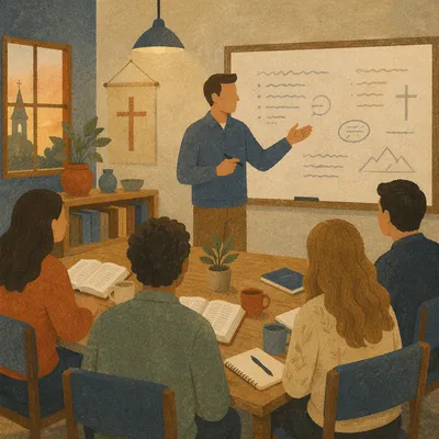 Bible Teacher Leading Small Group Study