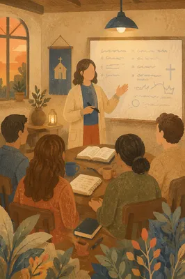 Bible Teacher Leading Small Group Study