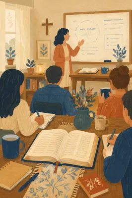 Bible Teacher at Whiteboard Small Group