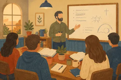 Bible Teacher Leading Small Group Study