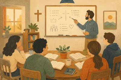 Bible Teacher at Whiteboard Small Group