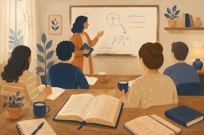 Bible Teacher Leading Small Group Study