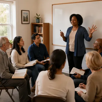 Bible Teacher Leading Small Group Study