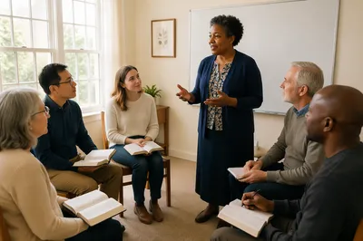 Bible Teacher Leading Small Group Study