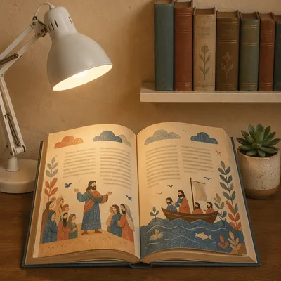 Bible Translation Study Corner with Desk Lamp