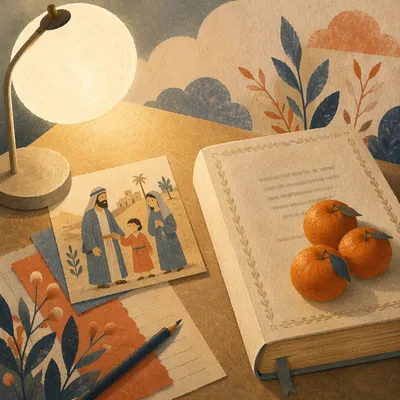 Quiet Bible Translation Study Desk Scene