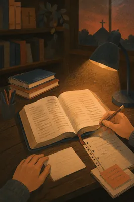 Quiet Bible Translation Study at Dusk