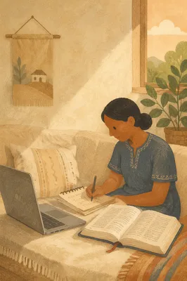 Bible Translation Study in Village Home