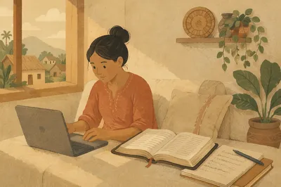 Bible Translation Study in Village Home