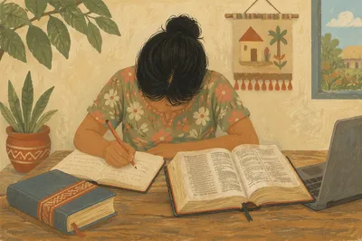 Bible Translation Work in Village Study