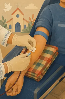 Church Community Blood Donation Close-Up