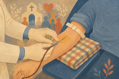 Church Community Blood Donation Close-Up