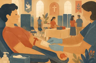 Church Community Blood Donation Drive Scene