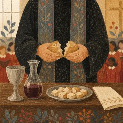 Breaking Bread for Communion in Chapel