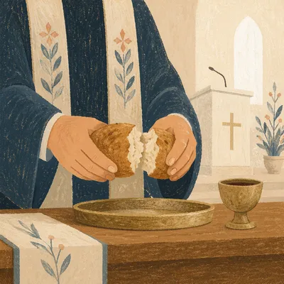 Breaking Bread Communion in Minimalist Church