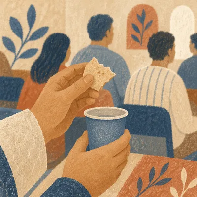 Close Up Communion Bread in Fellowship