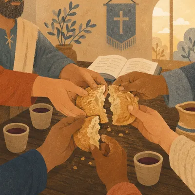 Communal Bread Breaking at Chapel Table