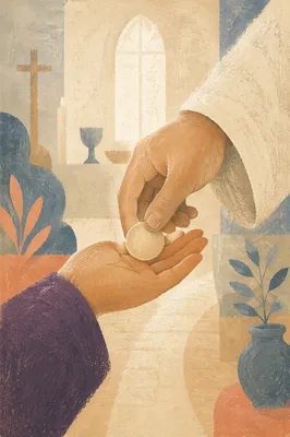 Close Up Communion Bread Sharing Moment