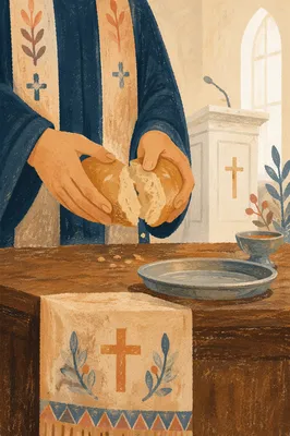 Breaking Bread Communion Close Up