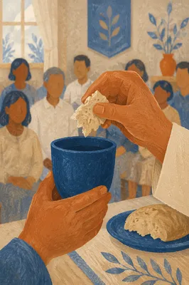 Close-Up Communion Bread and Cup
