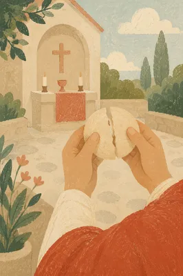Communion Bread Shared in Quiet Fellowship