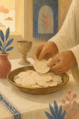 Close Up Communion Bread in Warm Light