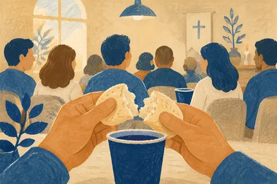 Breaking Bread Together Communion Close Up