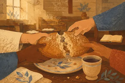 Breaking Bread at a Communion Table