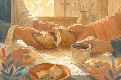 Breaking Bread Communion in Wooden Chapel