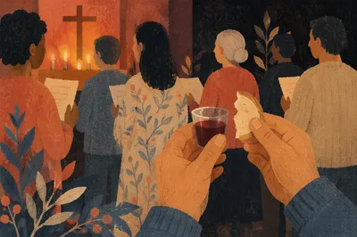 Close-Up Communion Bread and Cup