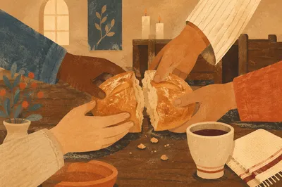 Communion Bread Broken in Fellowship