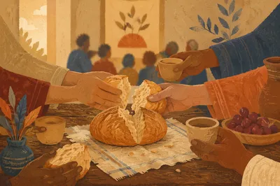 Breaking Bread Together in Morning Communion