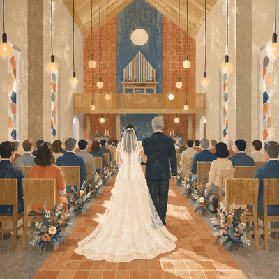 Bride Walking Down Church Aisle