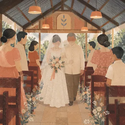 Bride Walking Down Church Aisle