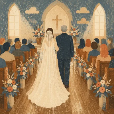 Bride Walking with Father in Church
