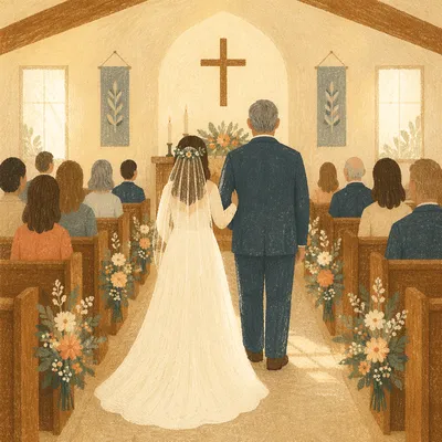 Bride Walking with Father to Altar