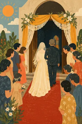 Bride Entering Church Aisle With Father