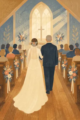 Bride Walking with Father in Church