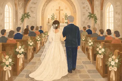Bride and Father in Chapel Aisle
