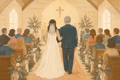 Bride Walking with Father to Altar