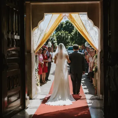 Bride Entering Church Aisle With Father