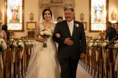Bride Walking with Father in Church